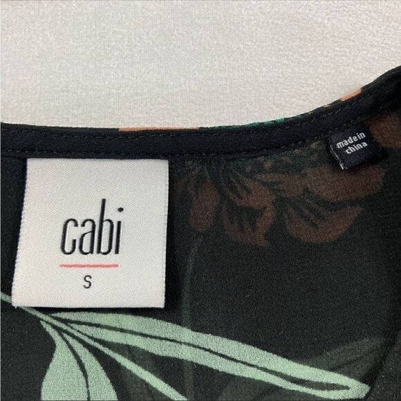 Cabi Black La Di Da Floral Bell Sleeve Button Down Chiffon Blouse Small - Picture 8 of 10